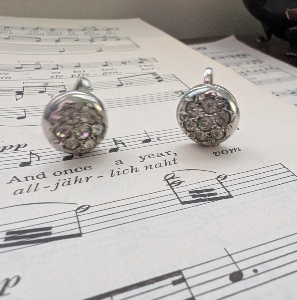 Vintage Silver Rhinestone Earrings